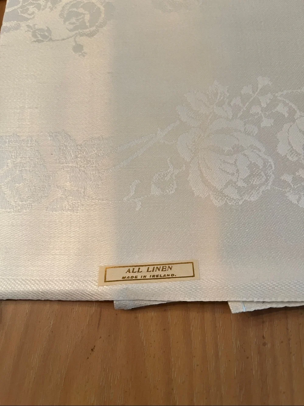 Vintage “never used” Rose pattern Irish linen Napkins